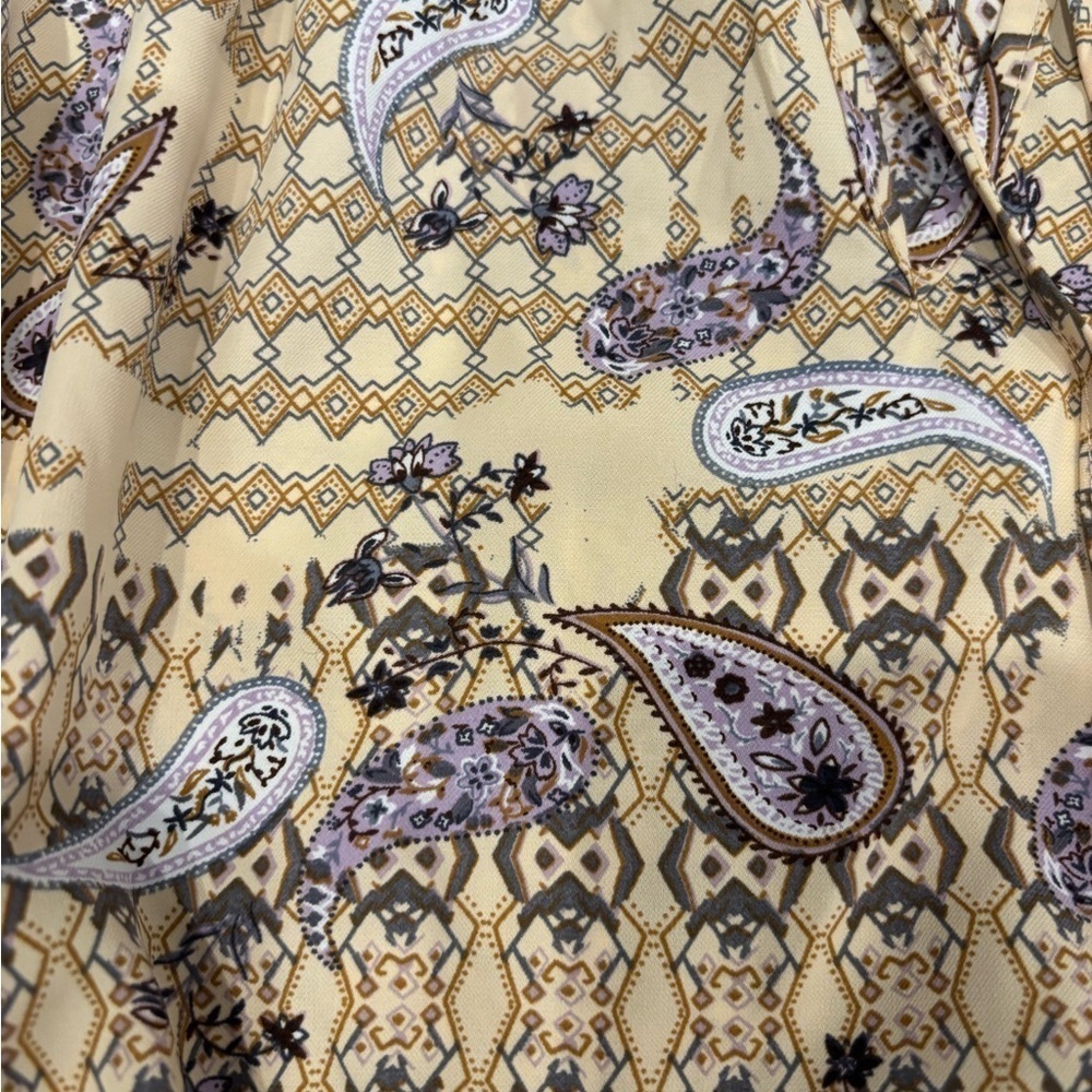 Entro NWT tasseled Paisley Dress Sz Medium Flutter Sleeve Ruffle - Picture 8 of 13